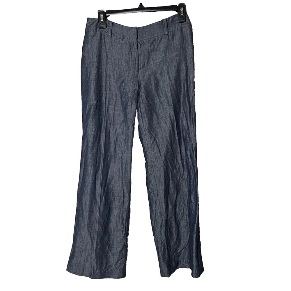 Loft Trouser Pants Size 2 Petite Julie Blue Inseam 28 Lined Rayon Cotton Blend